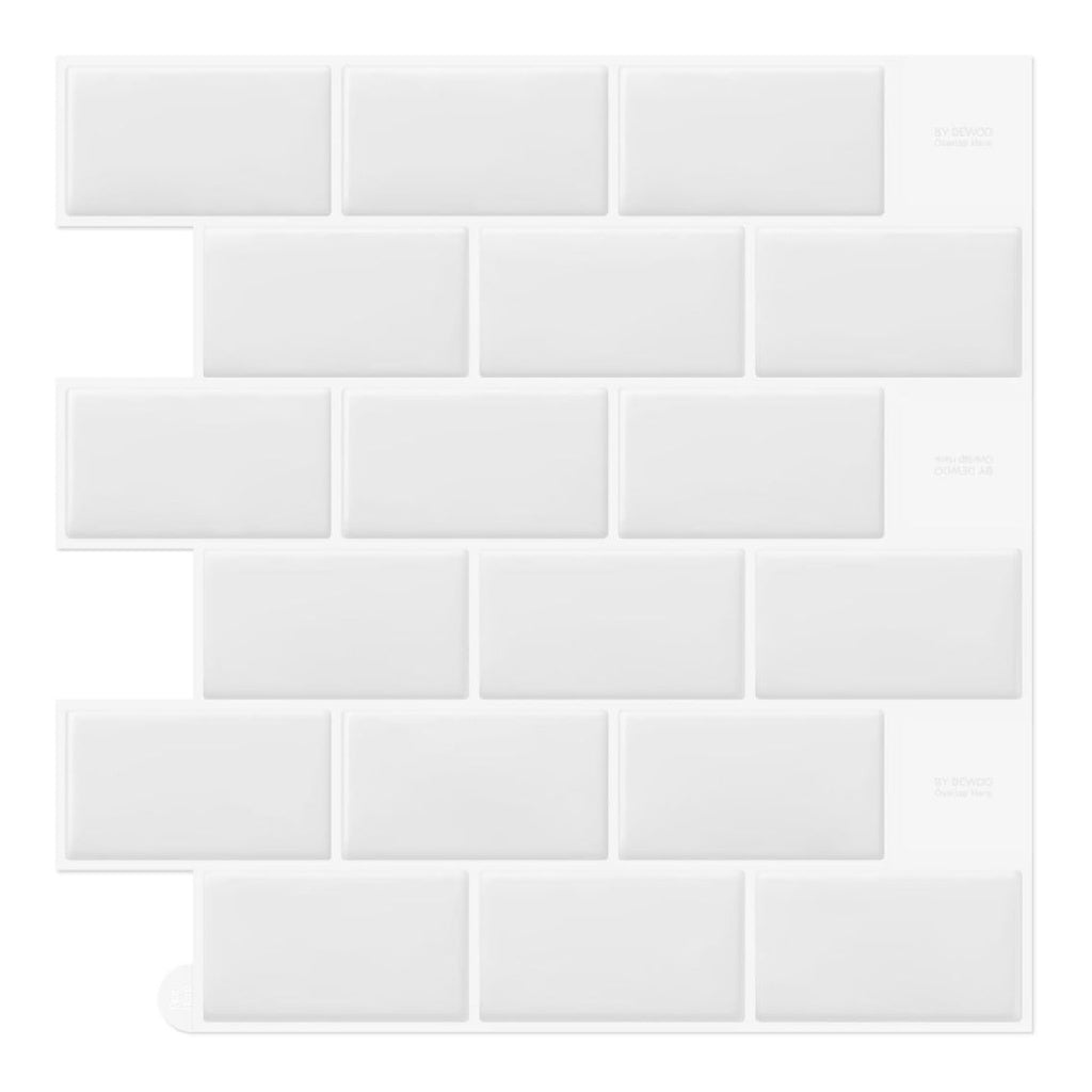 Adhesive Carrelage Credence Adhesif Mural Cuisine Blanc 10 Pieces 3DAutocollantStickersVinylePlastiqueMetroSalle de BainWashbasinBuanderieLavabo305x 305 cm