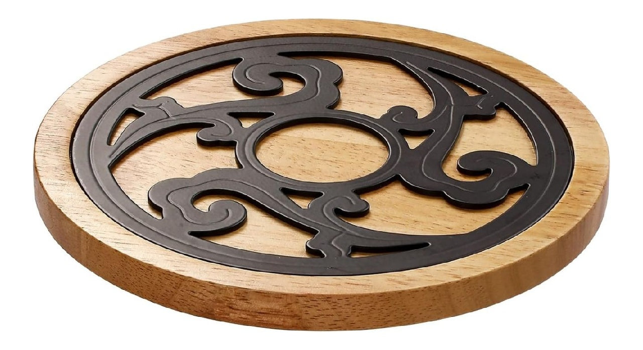 Plat Dessous de en Bois et metal Bois Massif Clair Rond diametre 20 cm resistant a la Chaleur Durable Dessous de Plat pour casseroles Chaudes poeles theiere pour Cuisine Table a Manger