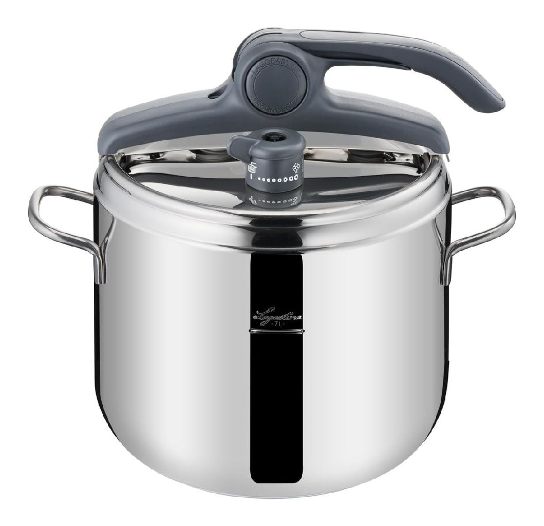 Control Lagostina Irradial Lagoeasy'UP Autocuiseur 7 L en Acier Inoxydable 18/10   22 cm Casserole Induction et a Gaz Couvercle a Ouverture Facile Fond Irradial Plus Triple Couche