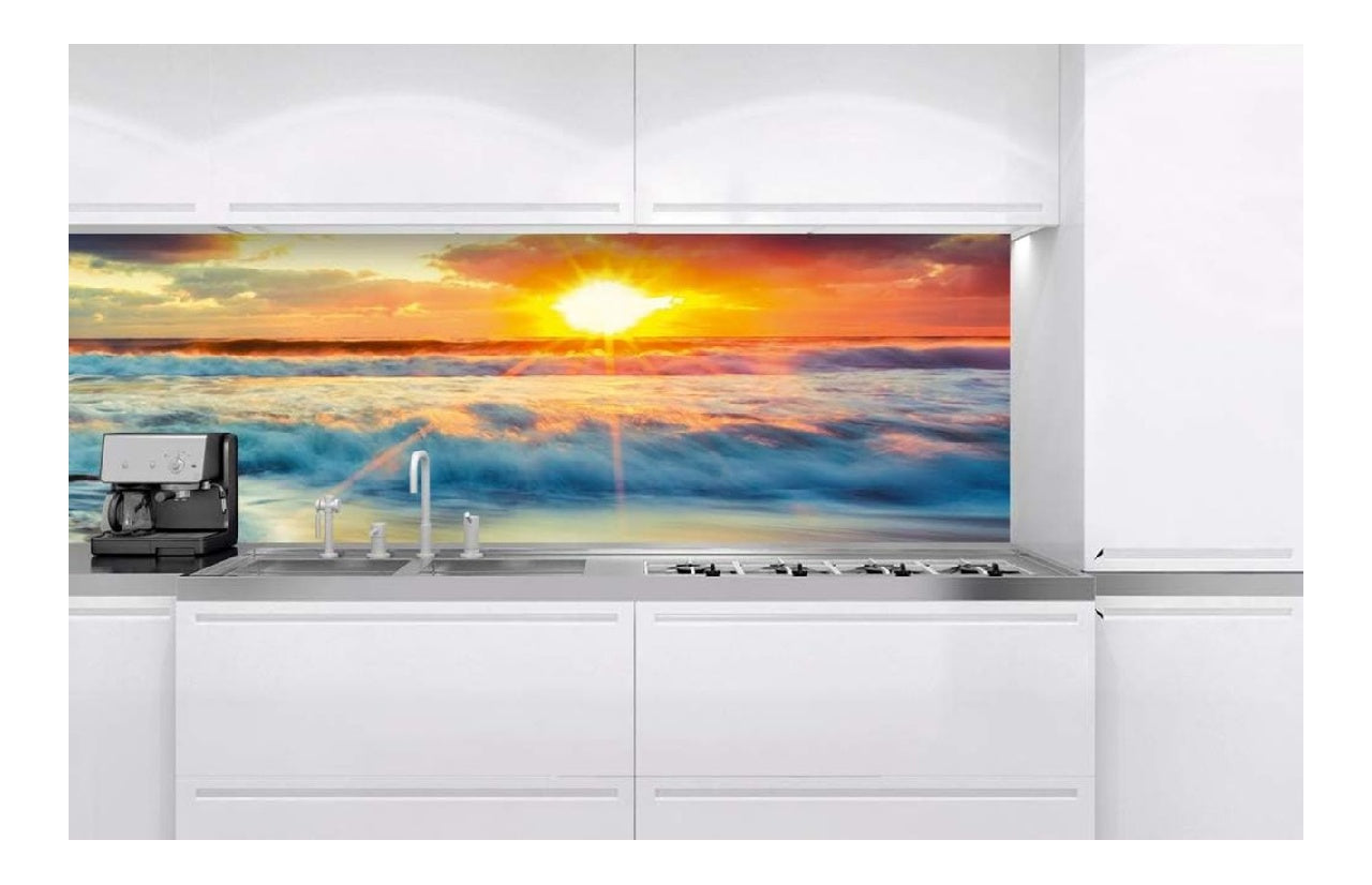 DIMEX Film autocollant destine a credence du cuisine Coucher de soleil Film decoratif Protection antieclaboussures pour cuisine Fabrique en UE 180 cm x 60 cm