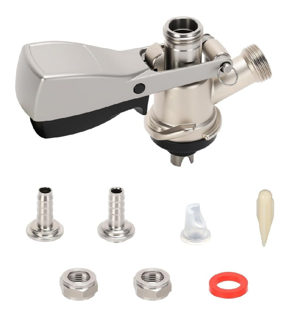 Connecteur fut du type S filetage G5/8 noyau du valve en acier inoxydable corps dans laiton nickele distributeur de biere pour usage domestique bars restaurants et brasseries industrielles