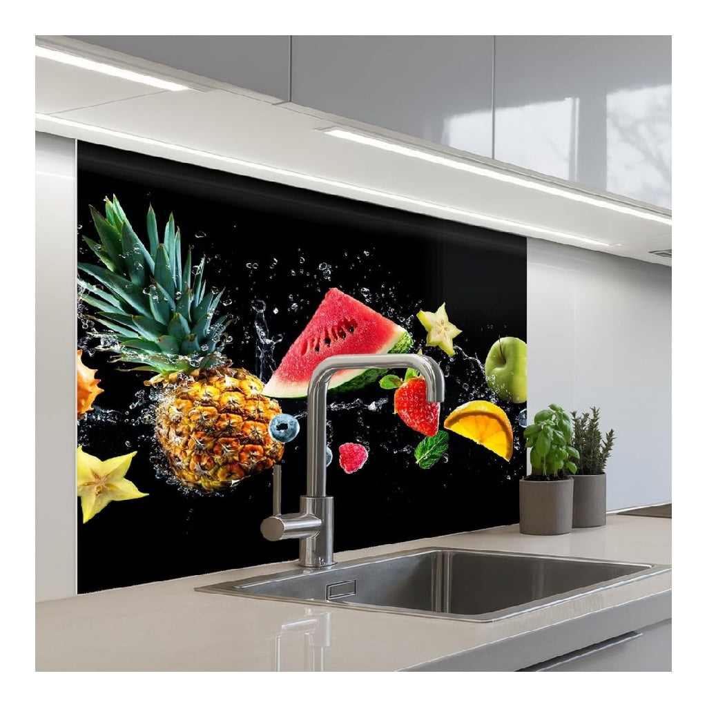 KitchenYeah  Cuisine Credence A Coller 80x100 cm Protection Plaque De Cuisson Adhesif Plastique Rigide Dalle Murale Eclaboussure Fruit Noir